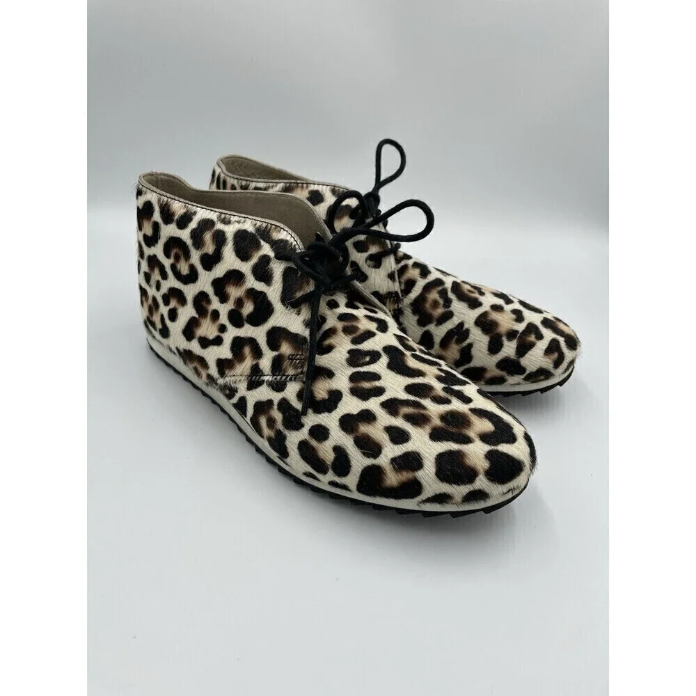 BODEN Booties Ashbourne Leopard Print Calf Hair Size 8 EU 38